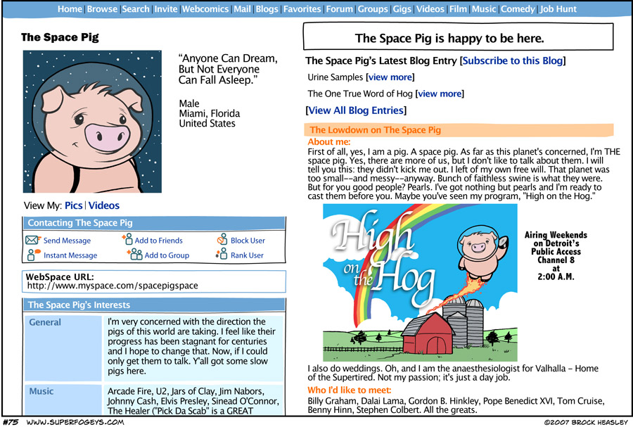 75 – WebSpace Page: The Space Pig